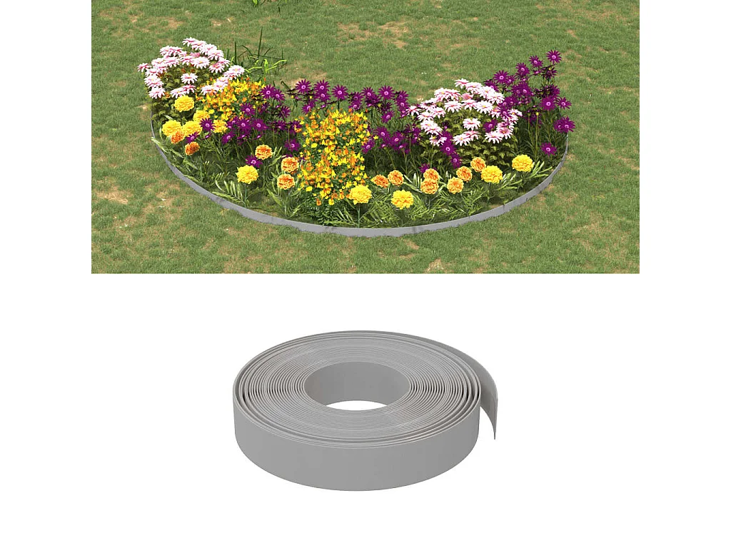 Bordures de jardin 2 pcs gris 10 m 10 cm polyéthylène