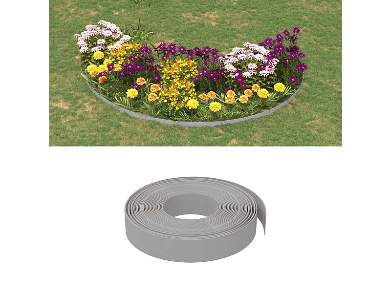 Bordures de jardin 2 pcs gris 10 m 10 cm polyéthylène