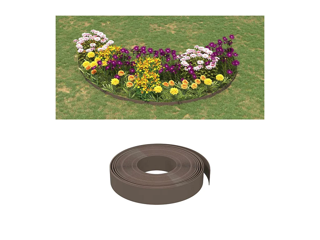 Bordures de jardin 2 pcs marron 10 m 10 cm polyéthylène