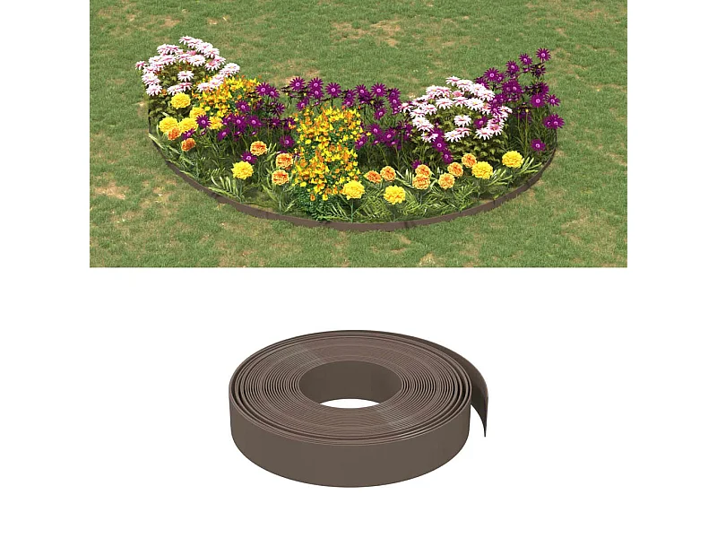 Bordures de jardin 2 pcs marron 10 m 10 cm polyéthylène