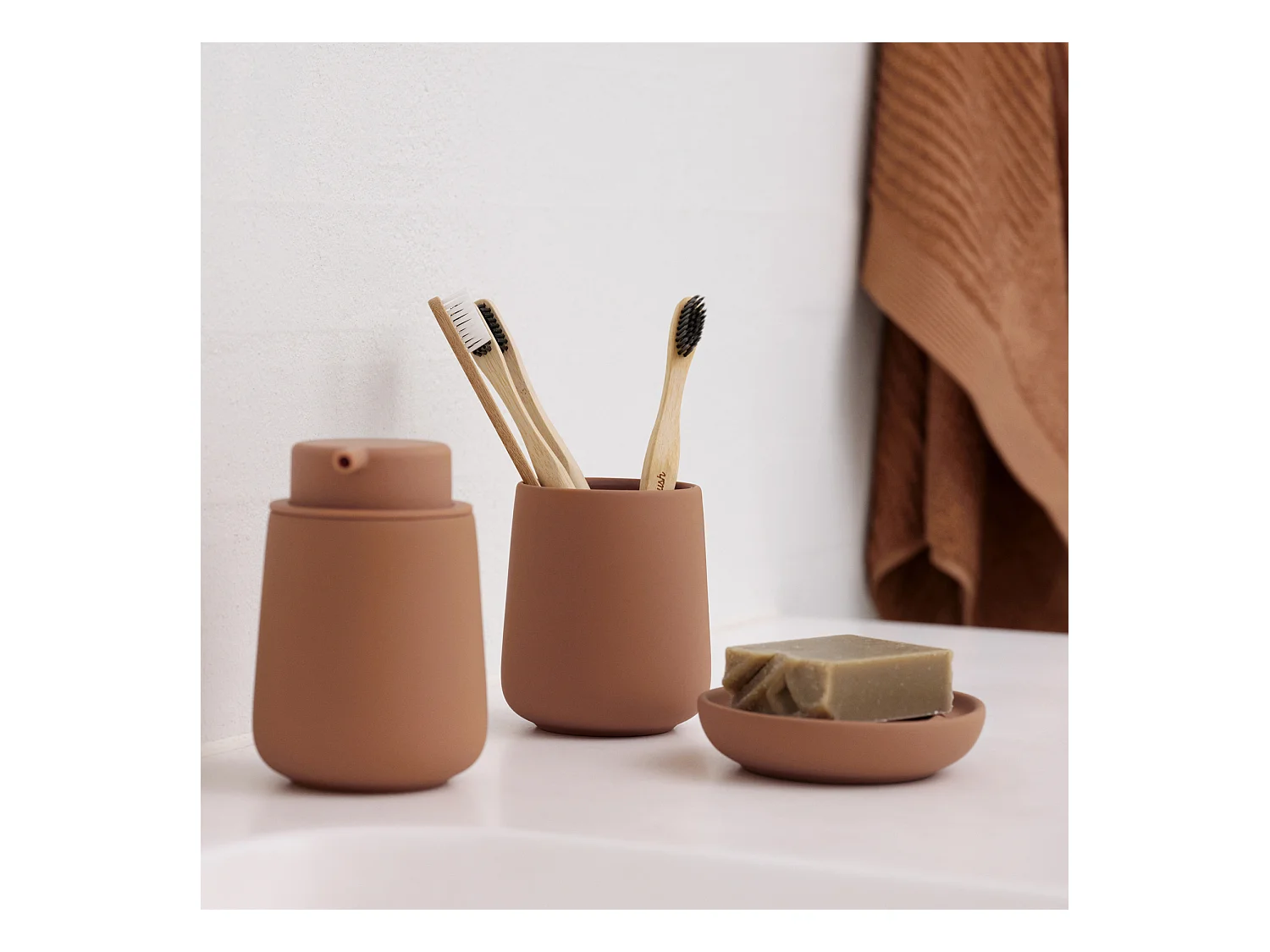 Dispensador de jabón de gres