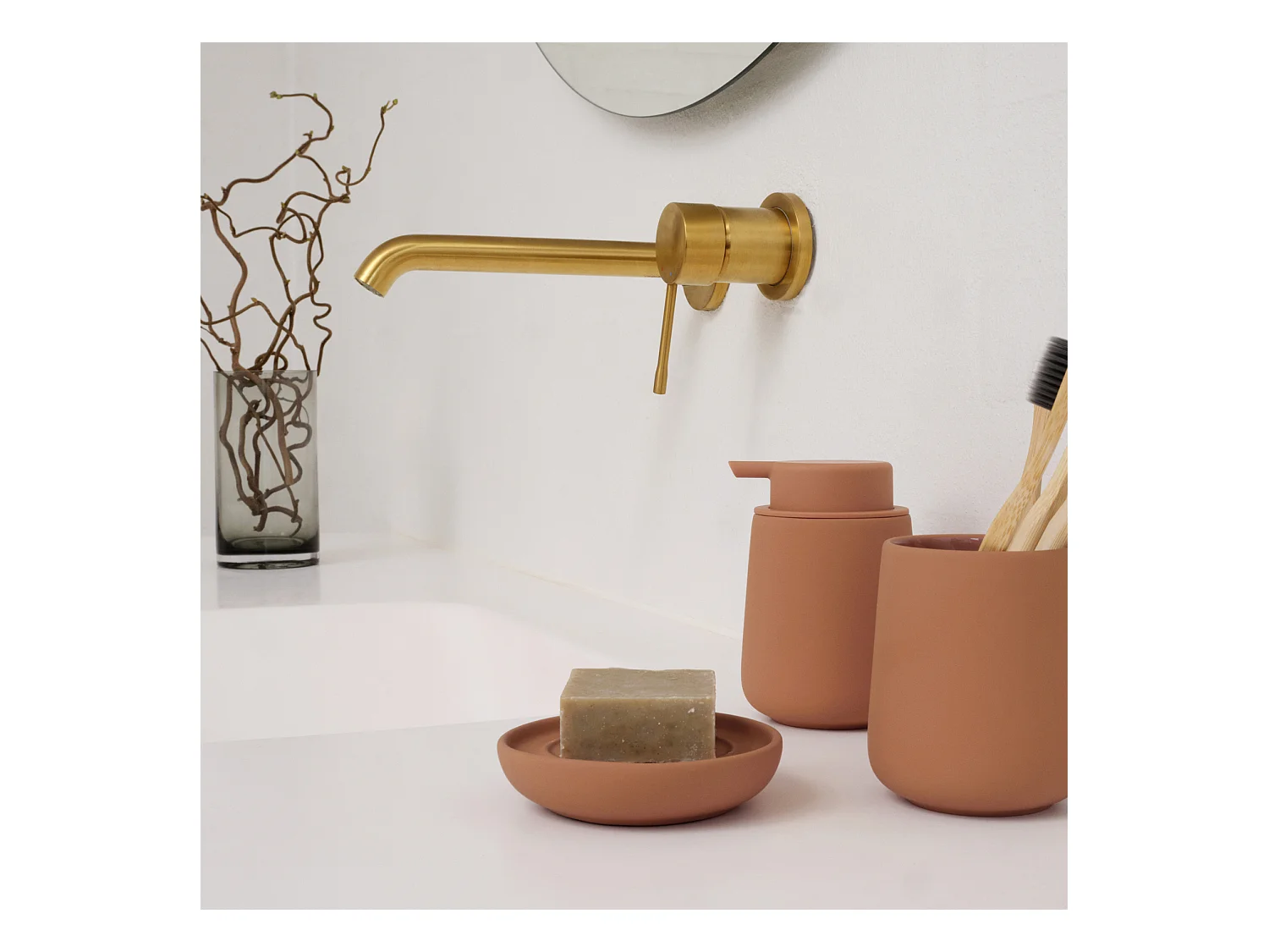 Dispensador de jabón de gres