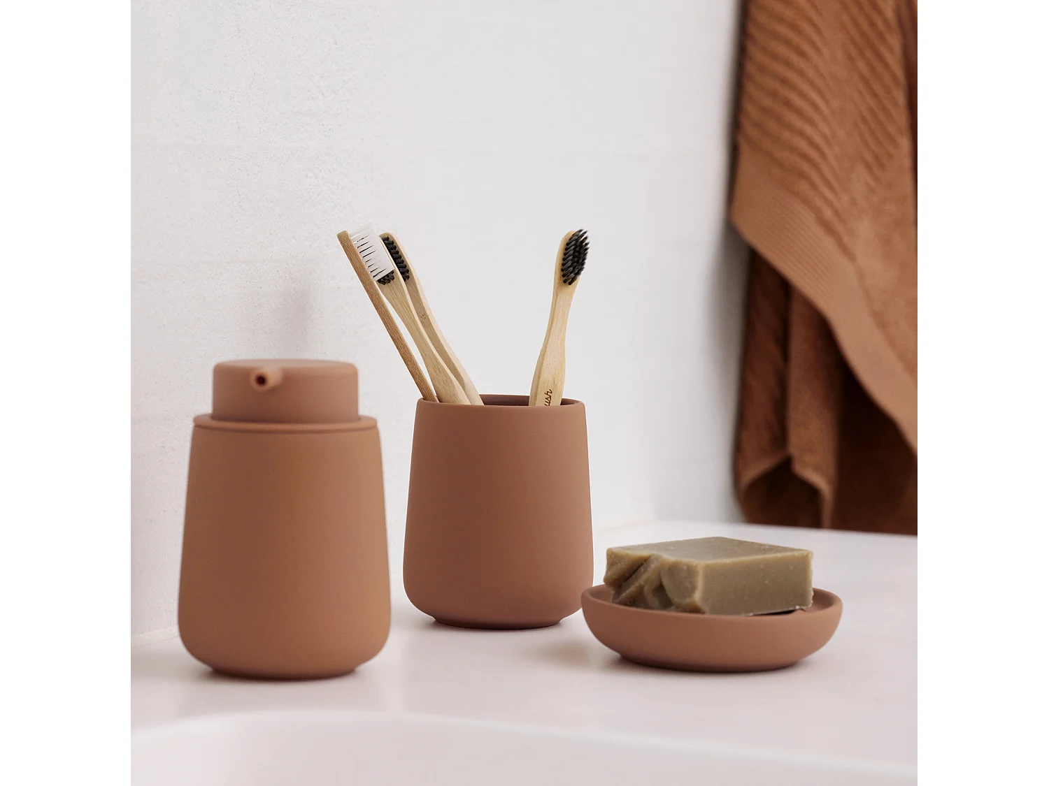 Dispensador de jabón de gres