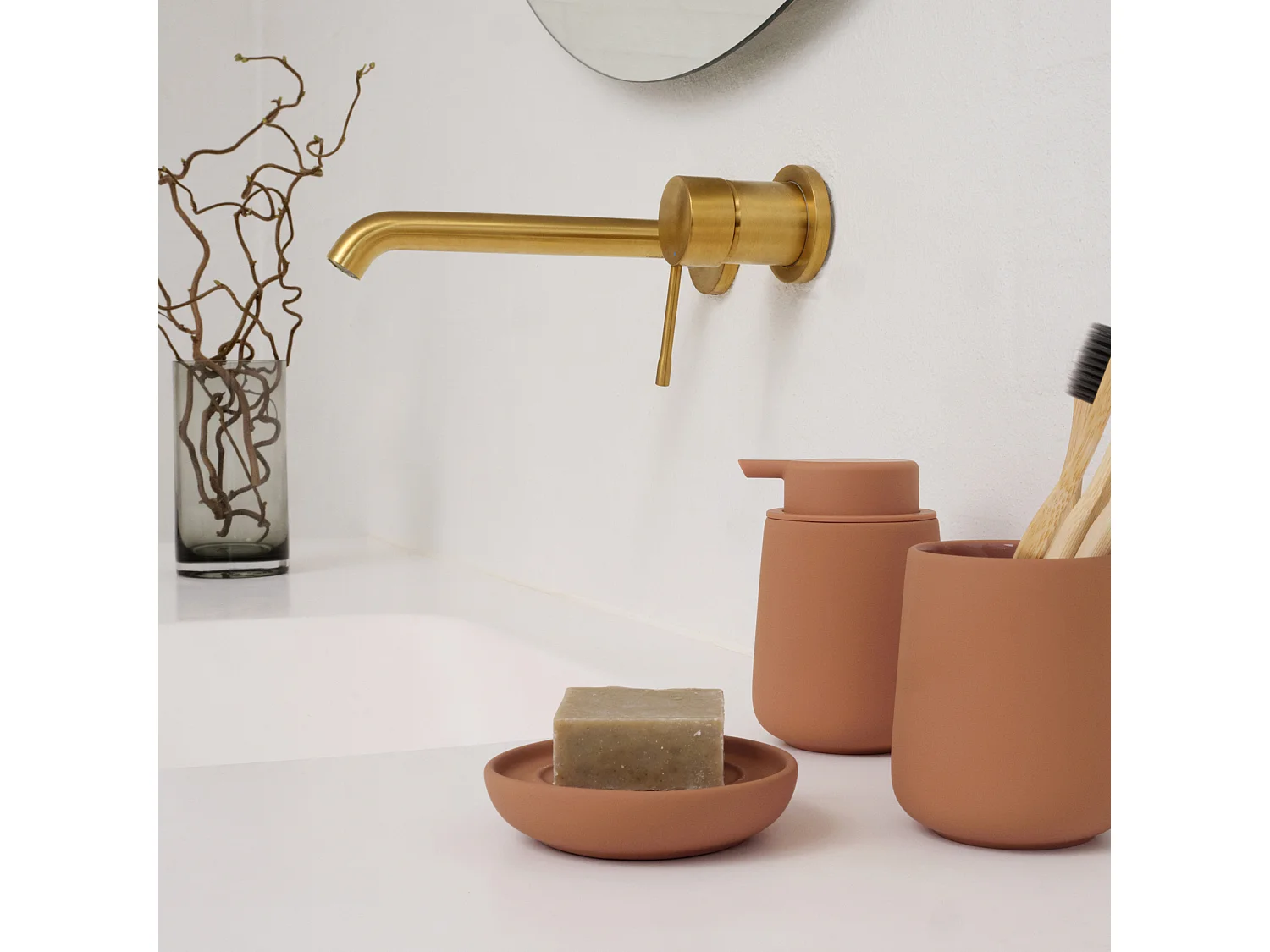 Dispensador de jabón de gres