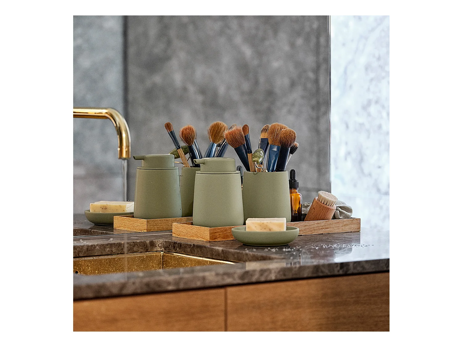 Dispensador de jabón de gres