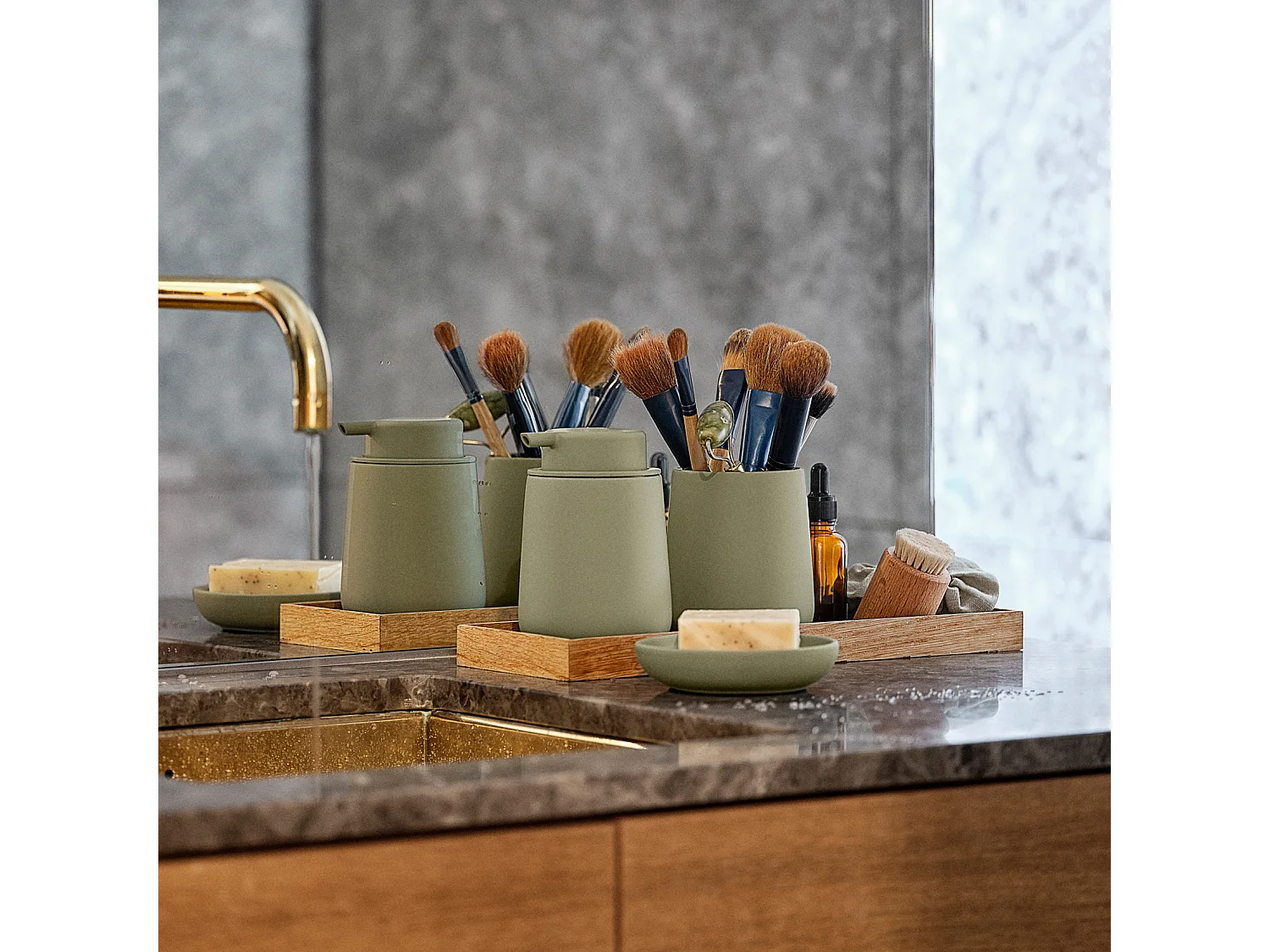 Dispensador de jabón de gres