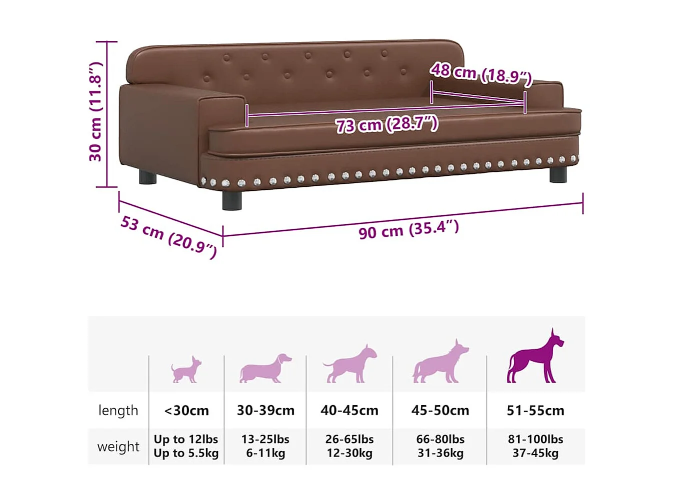 Sofá para perros de cuero sintético