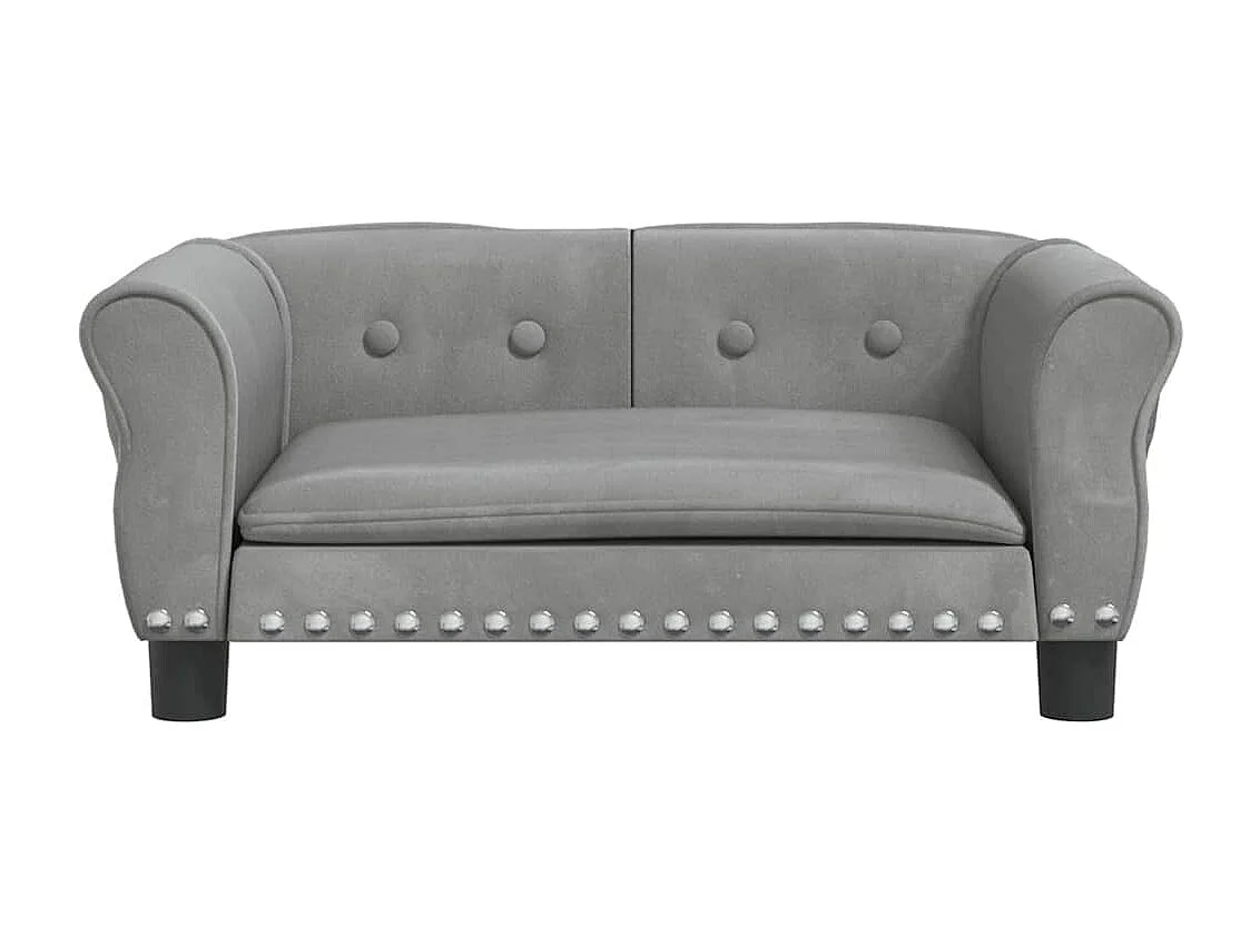 Cama Aconchegante para Cães em Veludo Cinza Claro - 70x45x30 cm