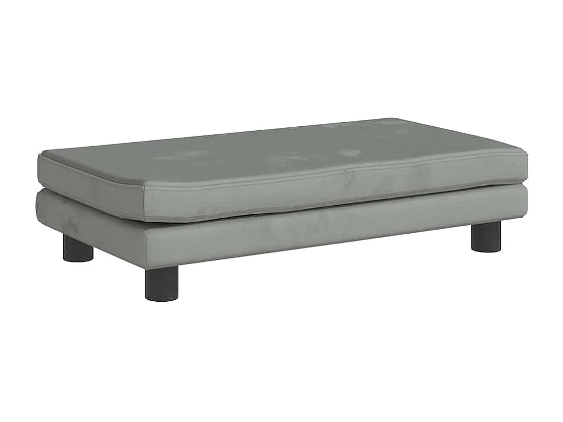 Cama para Cães com Extensão em Veludo Cinza Claro - 100x50x30 cm para Conforto Superior