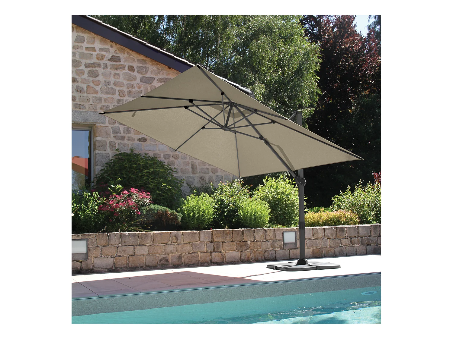 Gran sombrilla rectangular con rotación de 360°