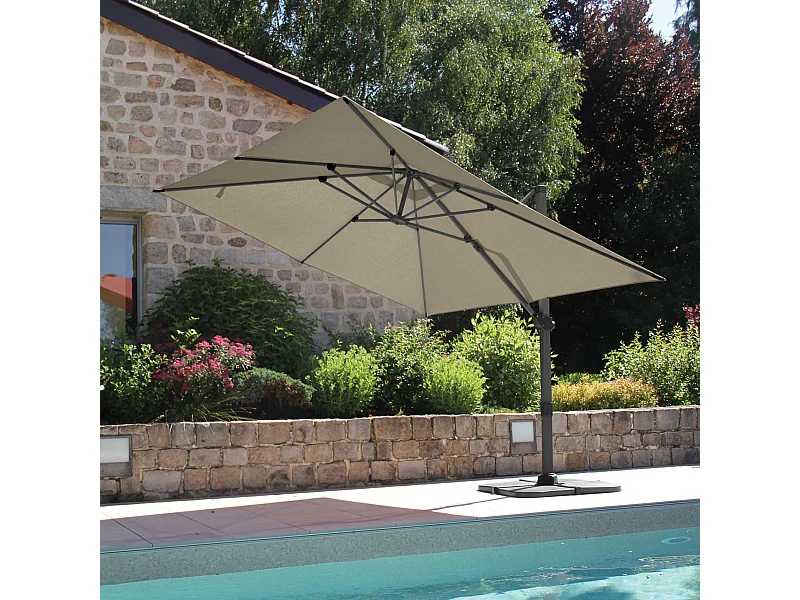 Gran sombrilla rectangular con rotación de 360°