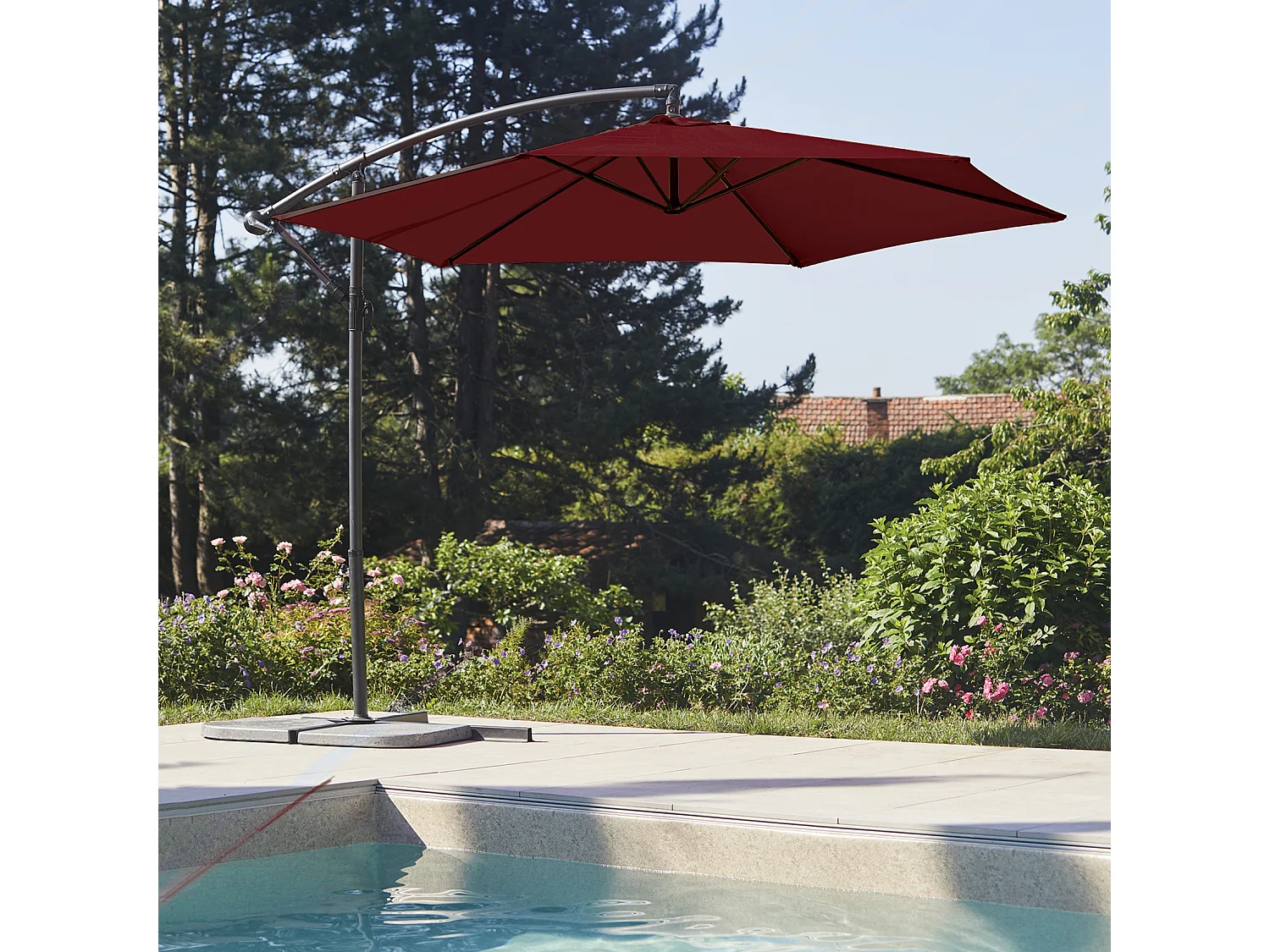 Parasol desviado efecto mate con manivela Ø3m