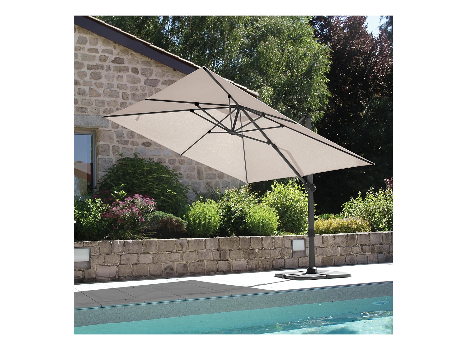 Gran sombrilla rectangular con rotación de 360°