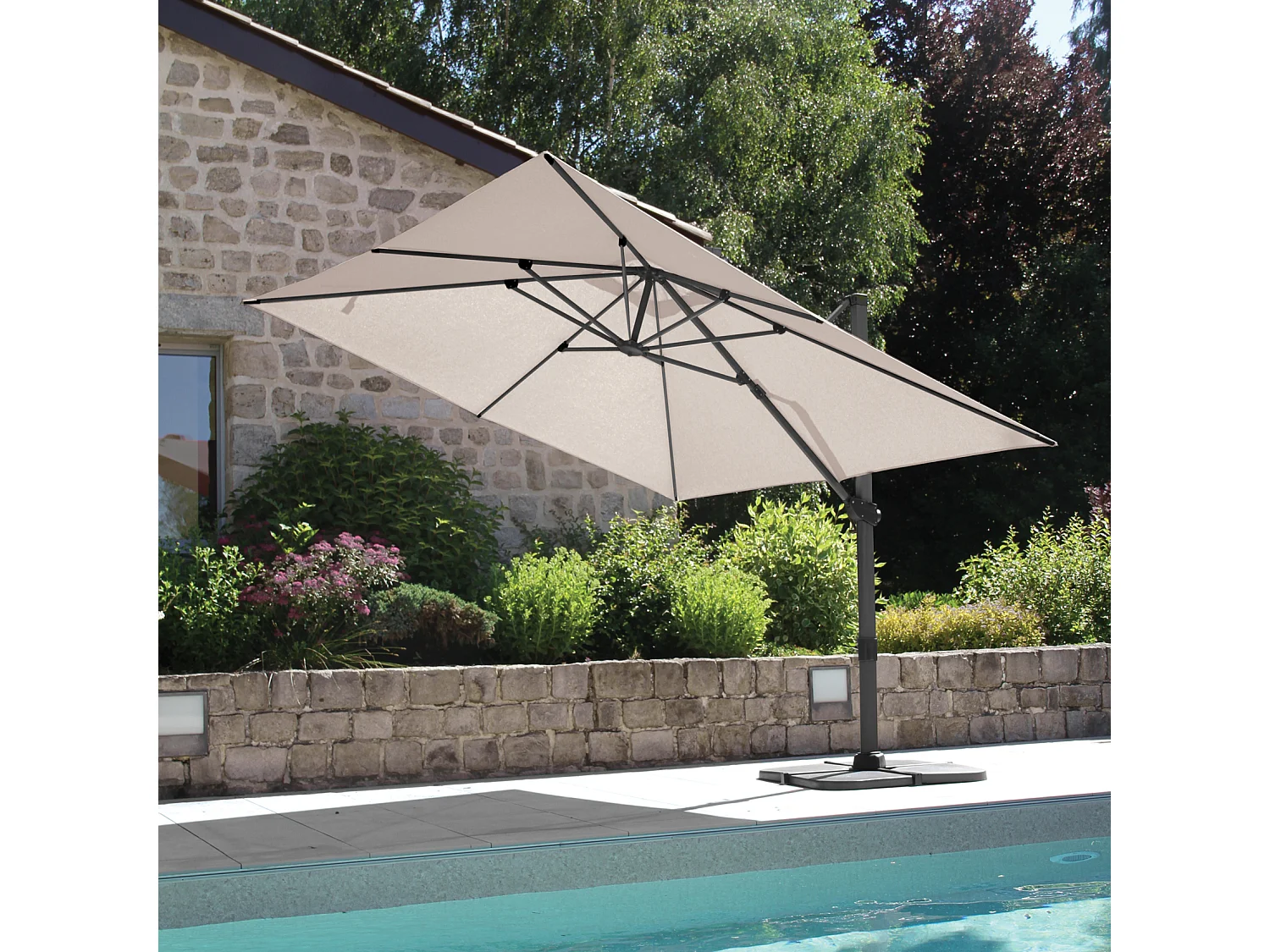 Gran sombrilla rectangular con rotación de 360°