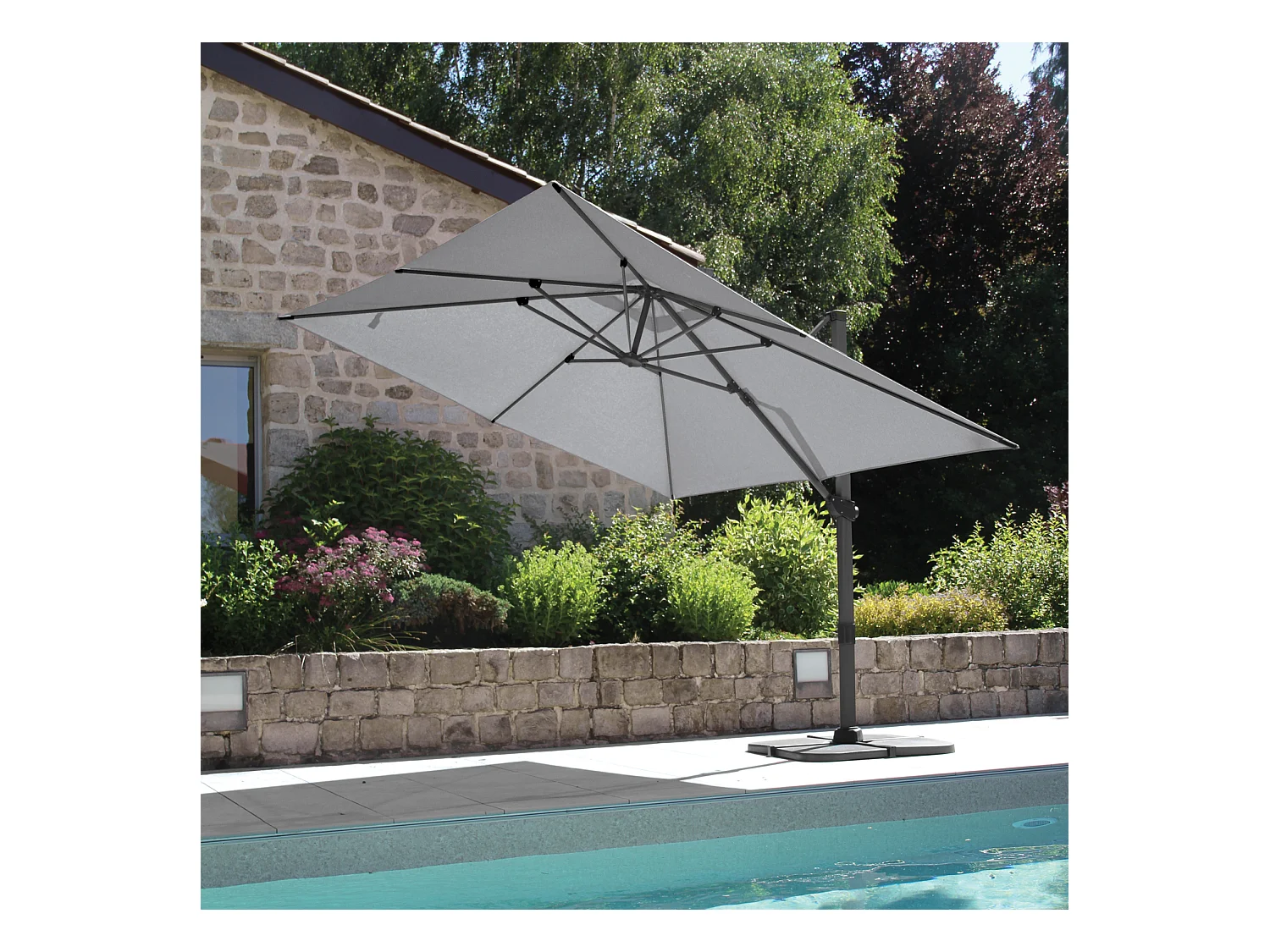 Gran sombrilla rectangular con rotación de 360°