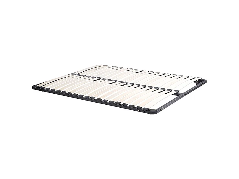 Lit 120 x 190 cm avec rangements - Coloris : Naturel et anthracite + Sommier + Matelas - VARDIEL