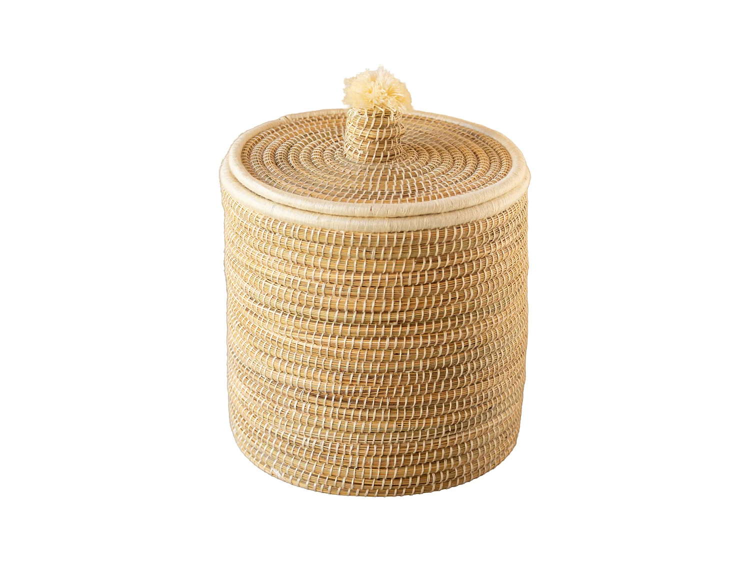 Panier à linge en fibres naturelles et laine