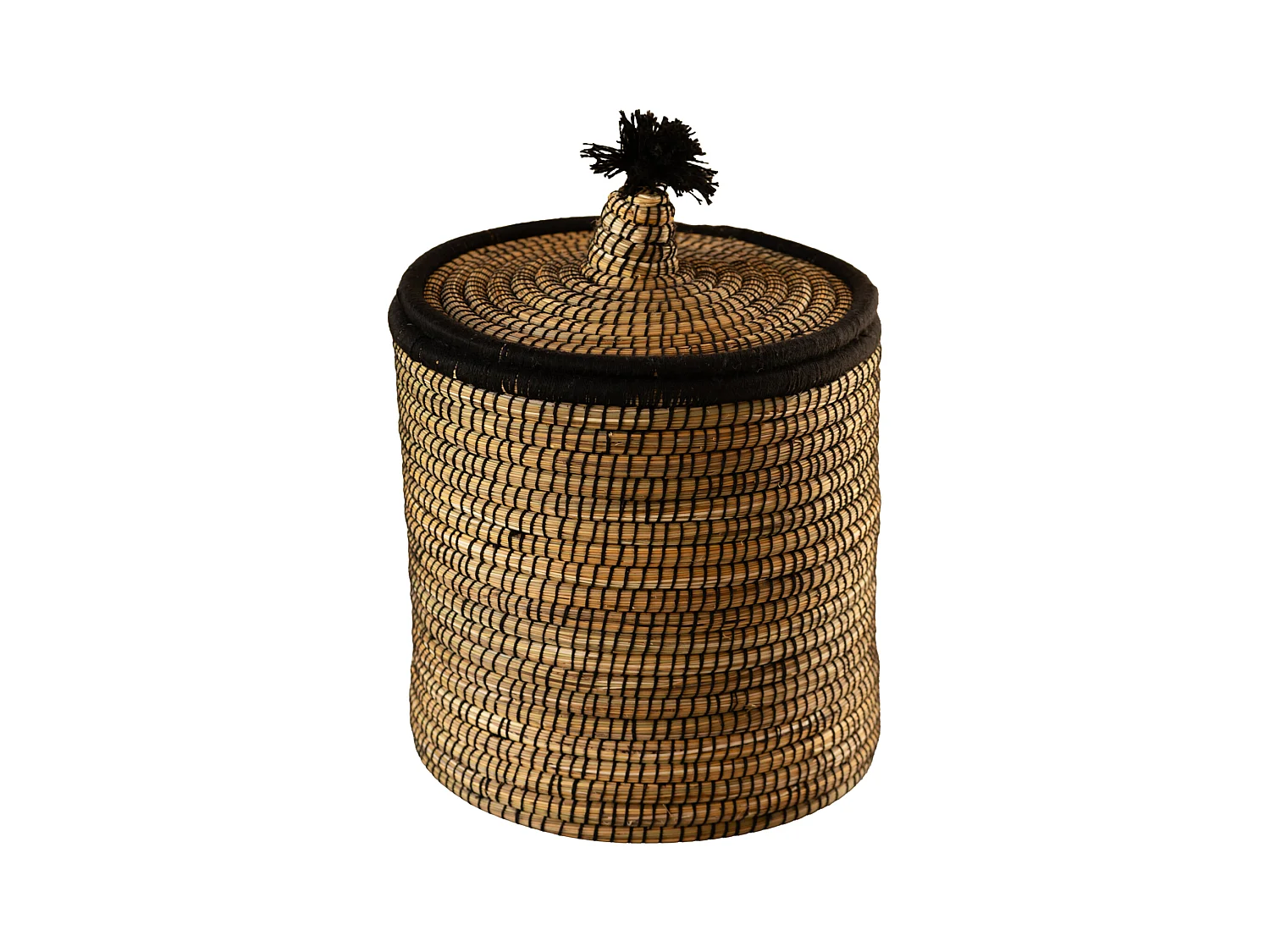 Panier à linge en fibres naturelles et laine