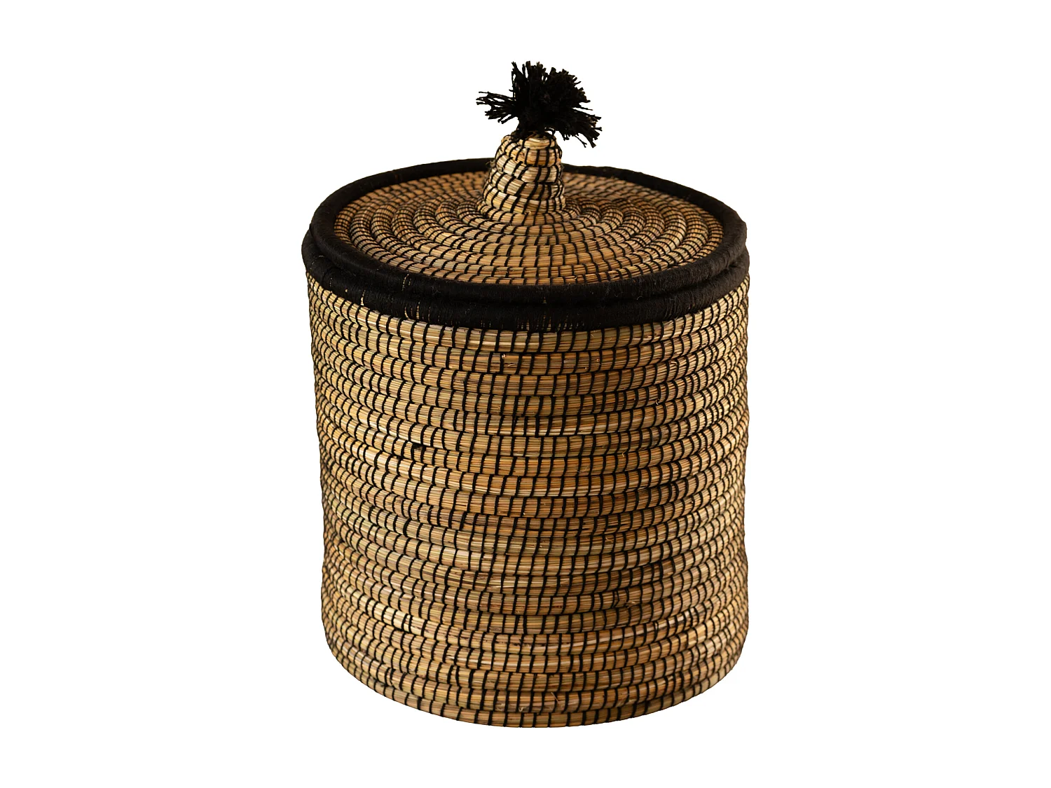 Panier à linge en fibres végétales et laine