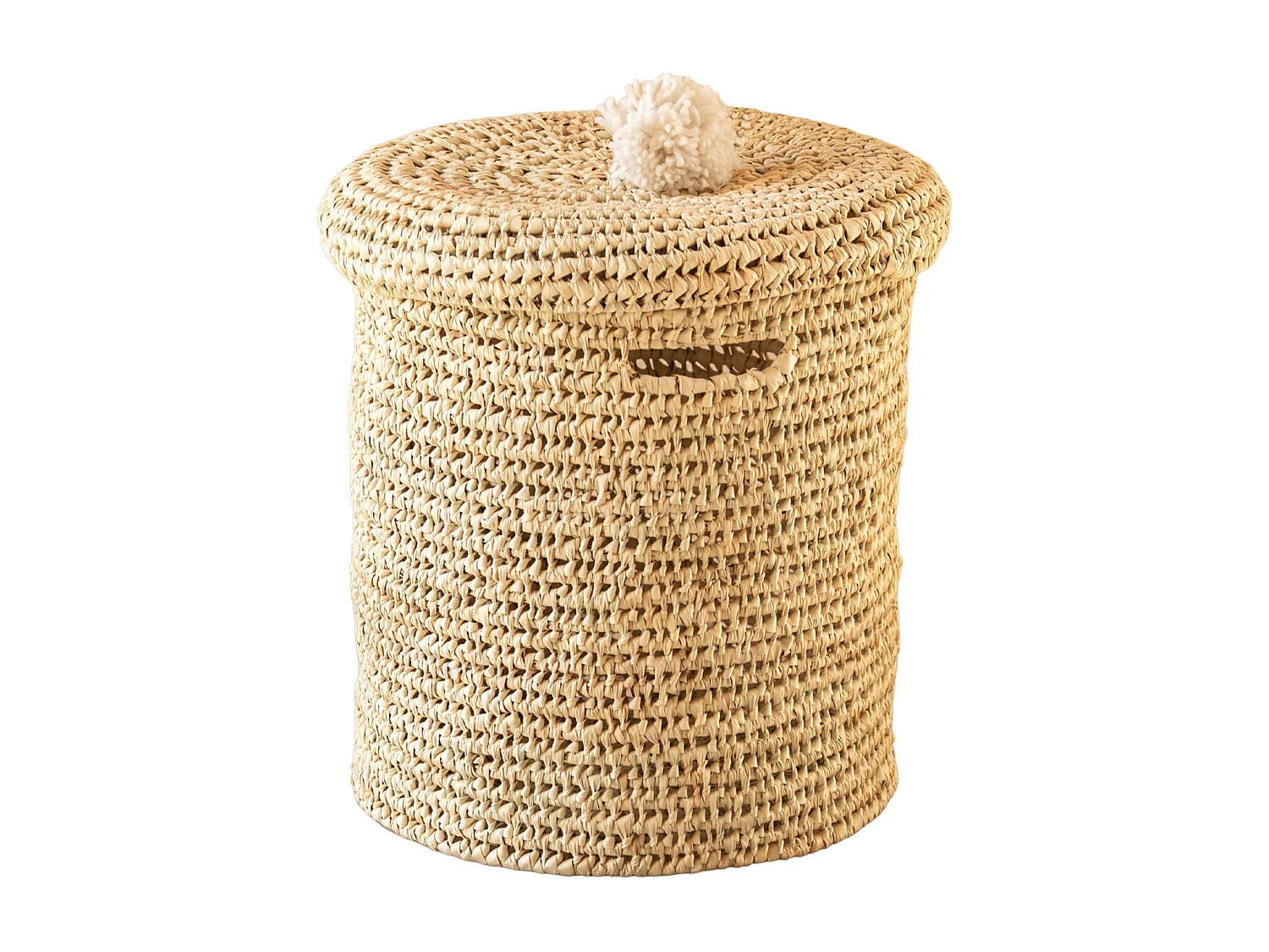 Cesto de ropa calado con tapa y borla