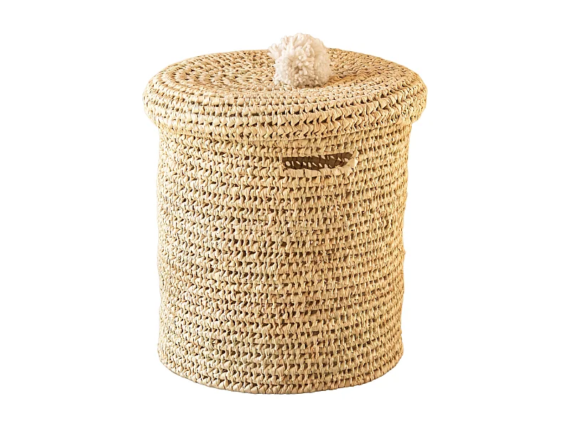 Cesto de ropa calado con tapa y borla