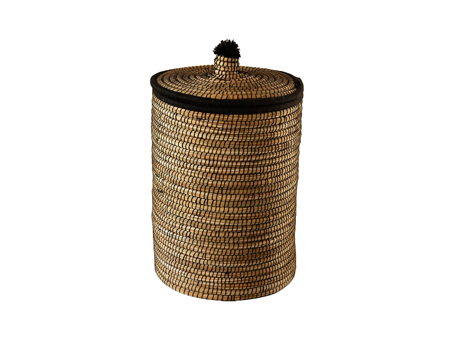 Panier à linge en fibres naturelles et laine