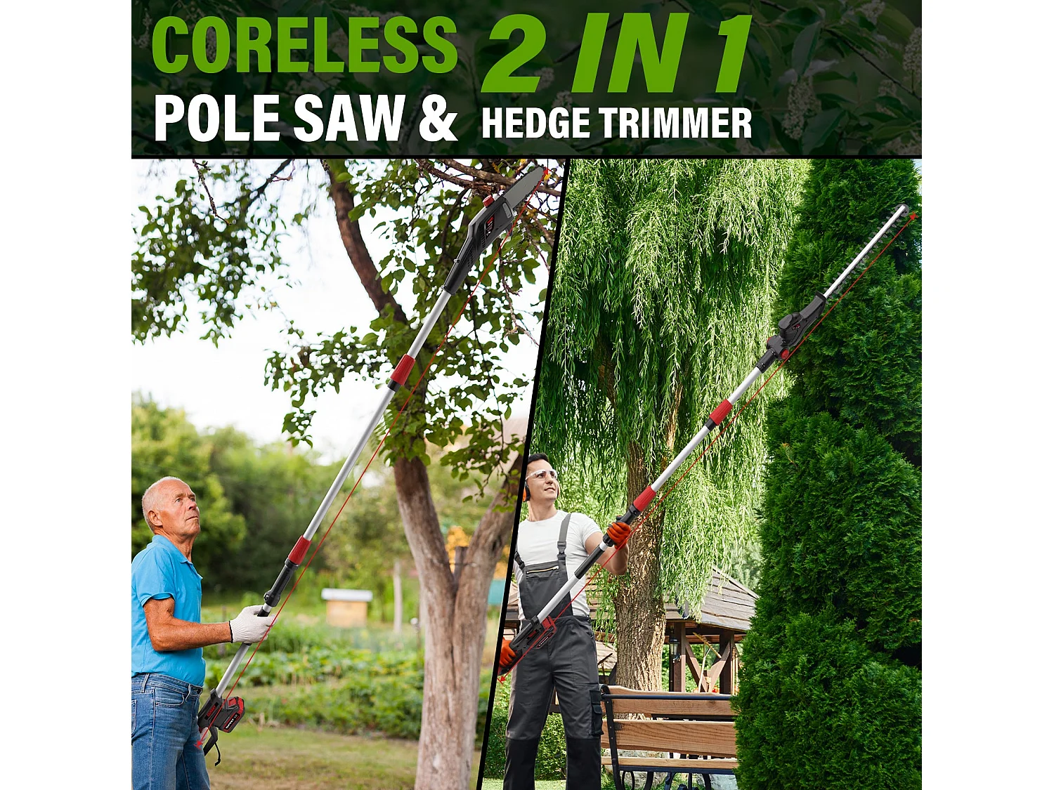 Taille-haie rétractable rechargeable 20 V, batterie 4000mAh, 420mm