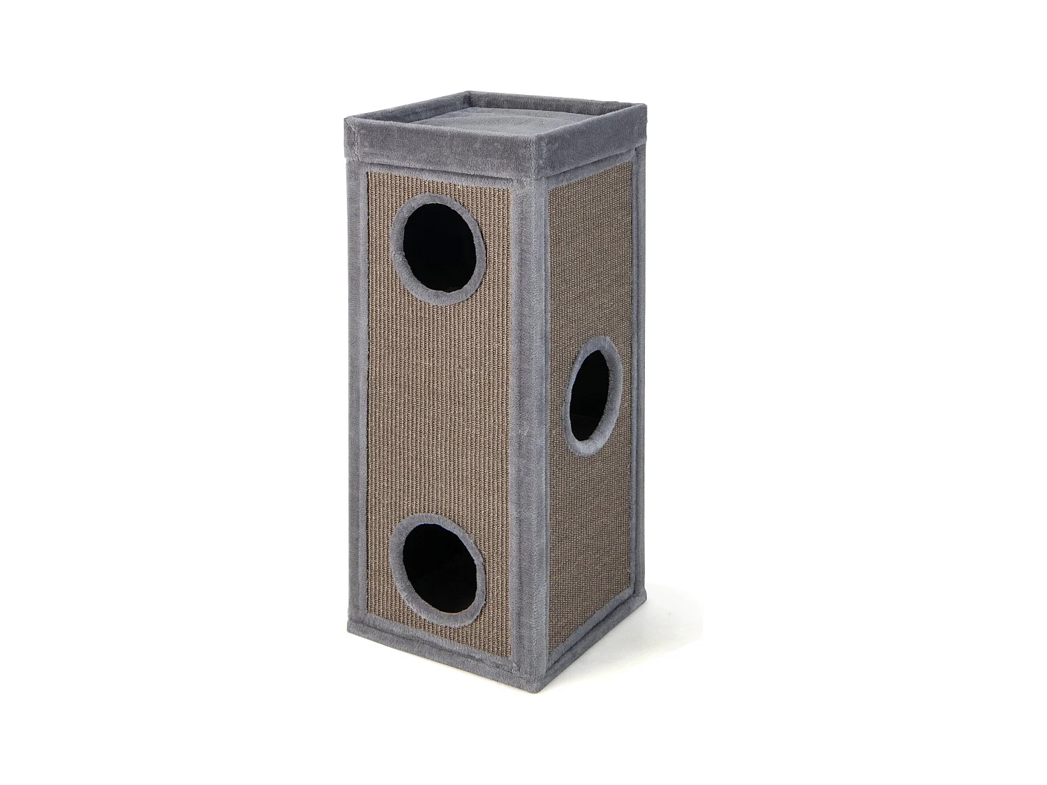 4-stöckiges Katzenhaus 99 cm hoher Katzen-Kondominium mit Kratzpfosten 3 Verstecken Grau