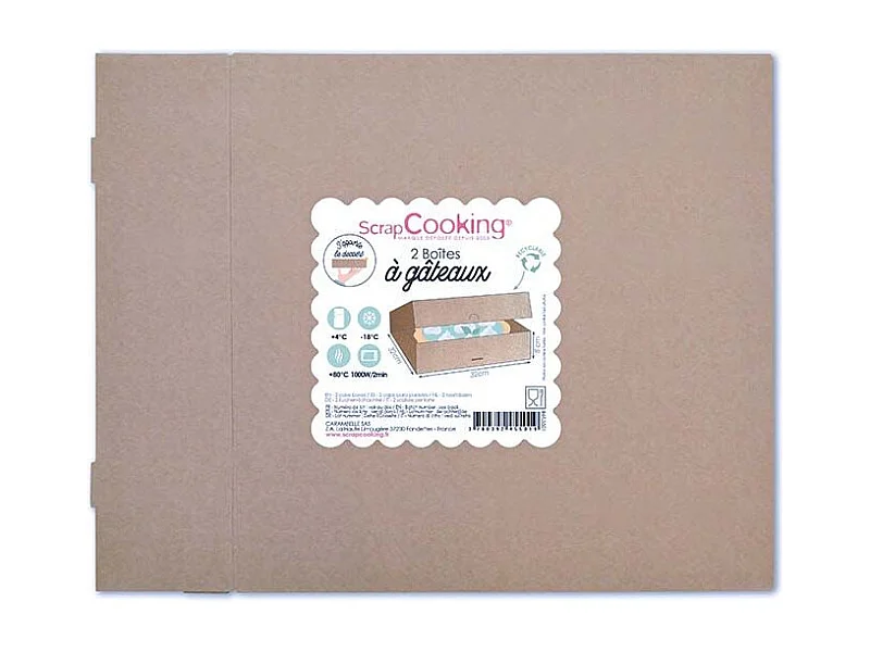 2 boîtes en carton pour gâteaux 32 x 32 x 8 cm