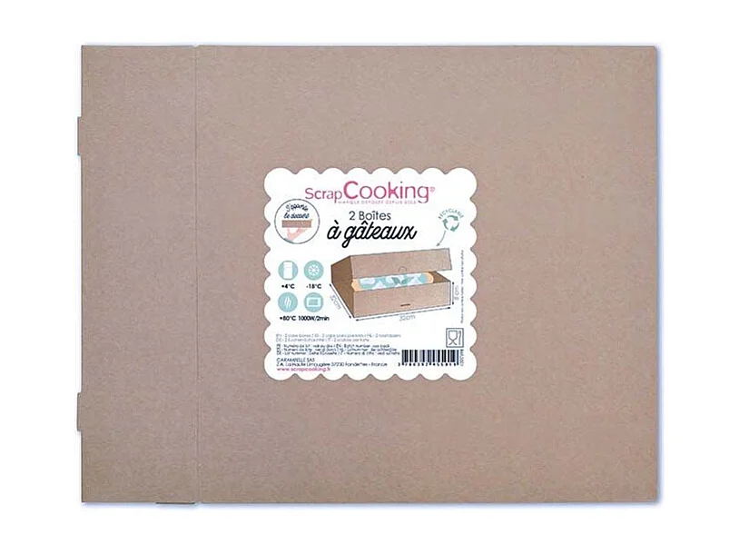 2 boîtes en carton pour gâteaux 32 x 32 x 8 cm