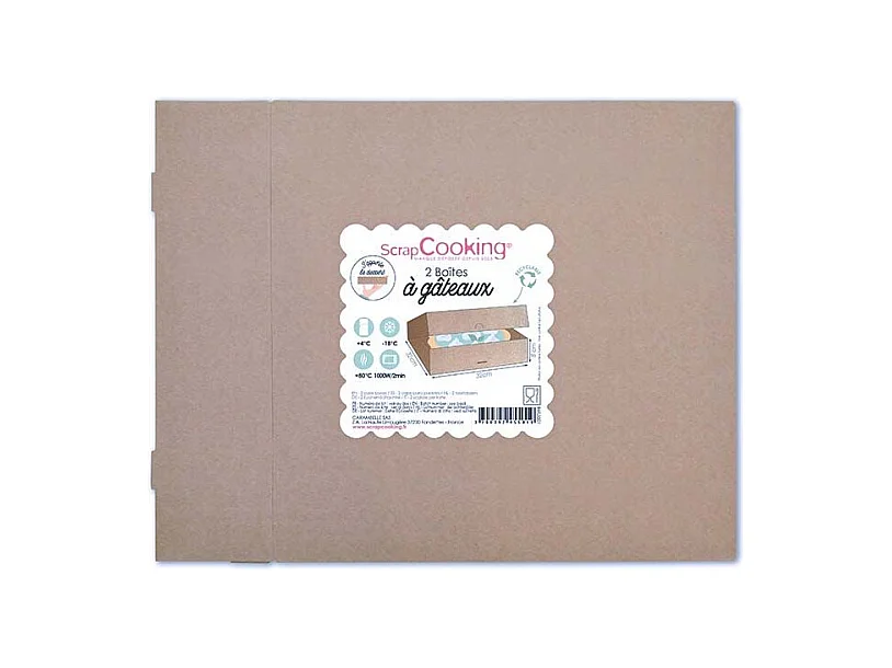 2 boîtes en carton pour gâteaux 32 x 32 x 8 cm