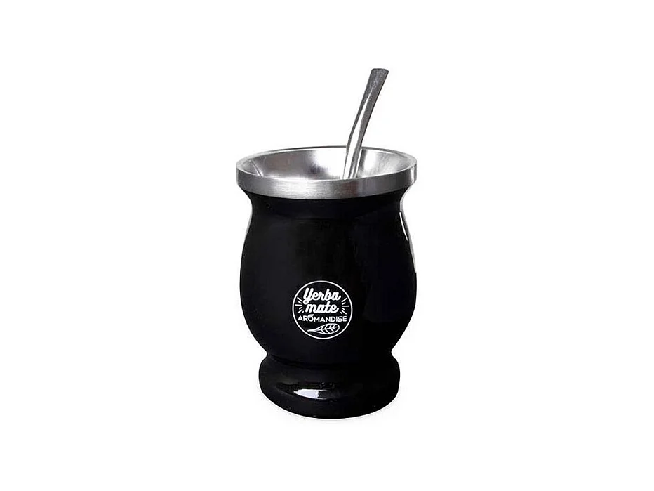 Tasse noire et bombilla à maté - 230 ml