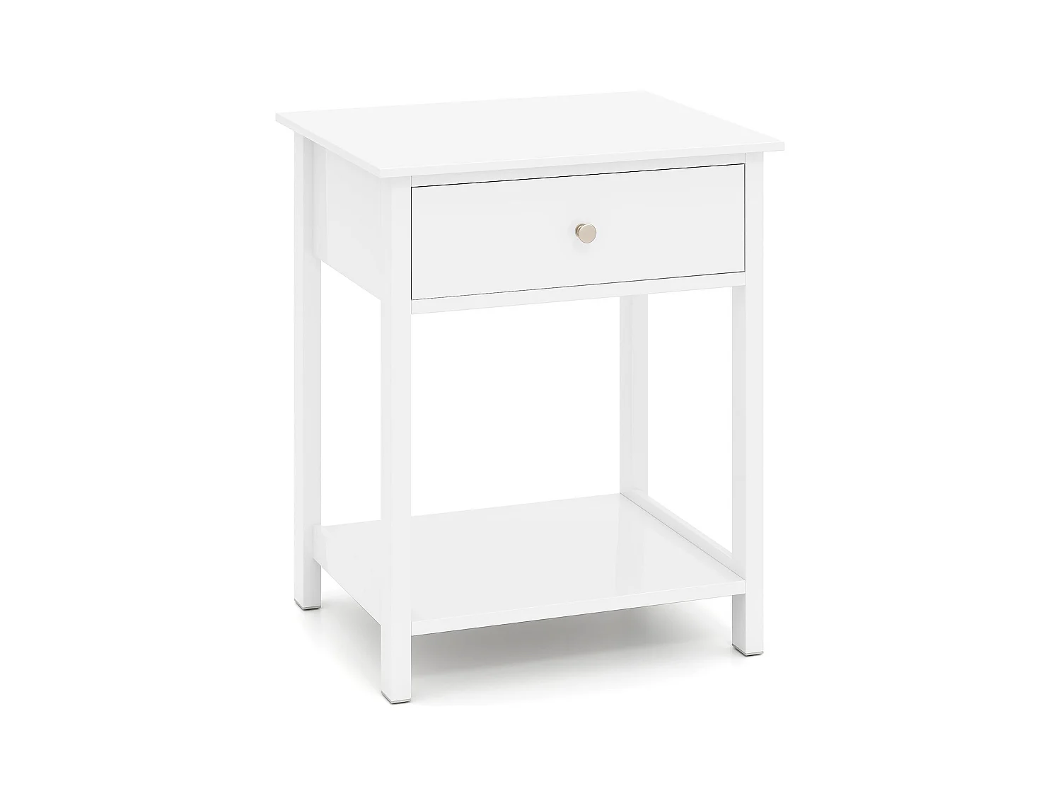Nachttisch mit Schublade & Offenem Regal Beistelltisch Nachtschrank Nachtkonsole Weiß