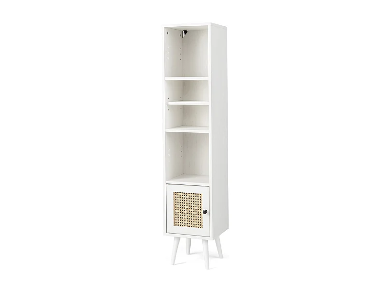 Scaffale alto in rattan naturale con anta in rattan Bianco