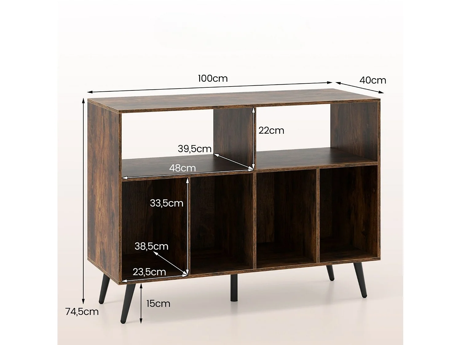 Supporto per giradischi a 3 livelli con ripiani per la conservazione dei vinili Mobile per giradischi marrone