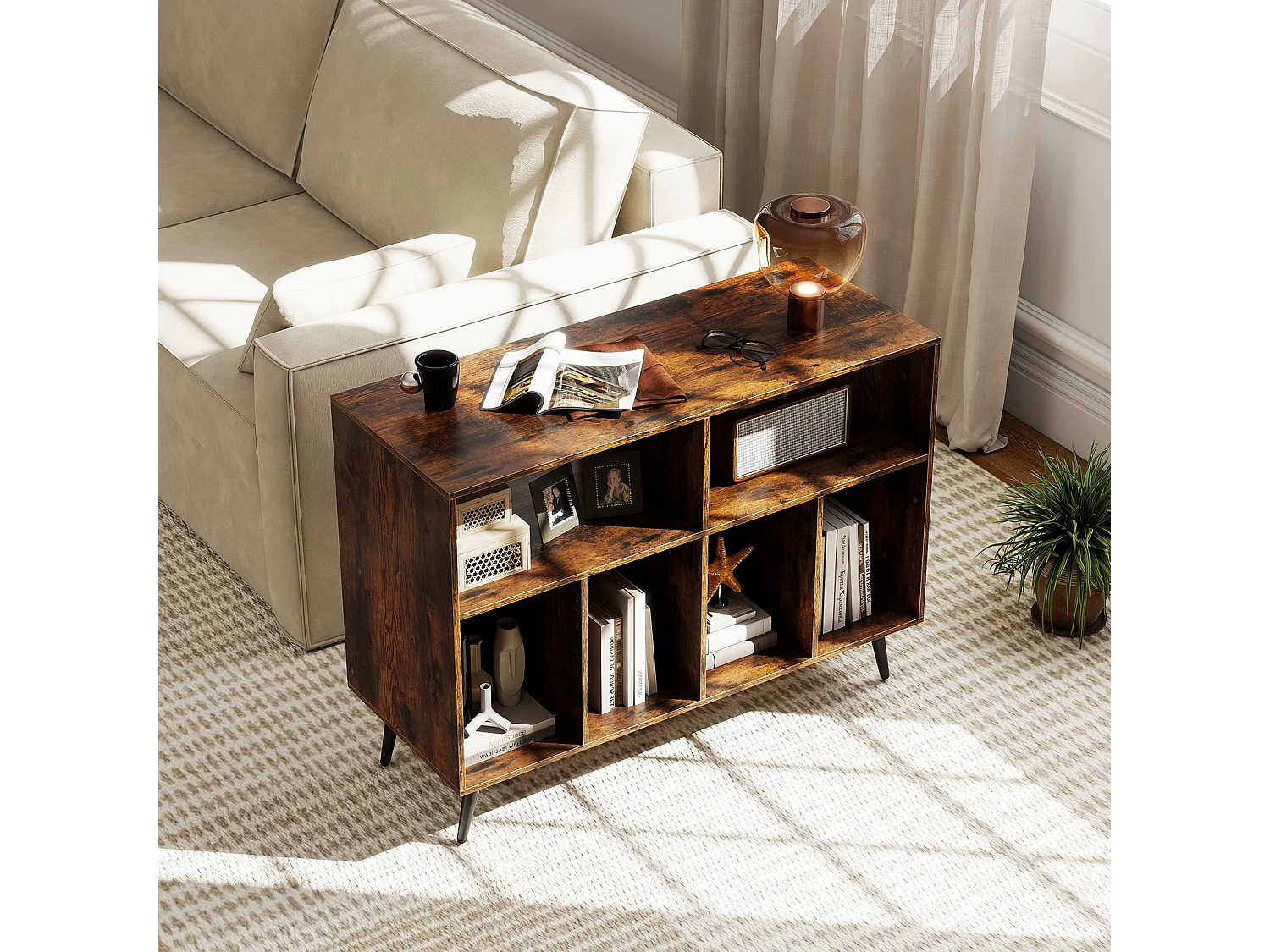 Supporto per giradischi a 3 livelli con ripiani per la conservazione dei vinili Mobile per giradischi marrone