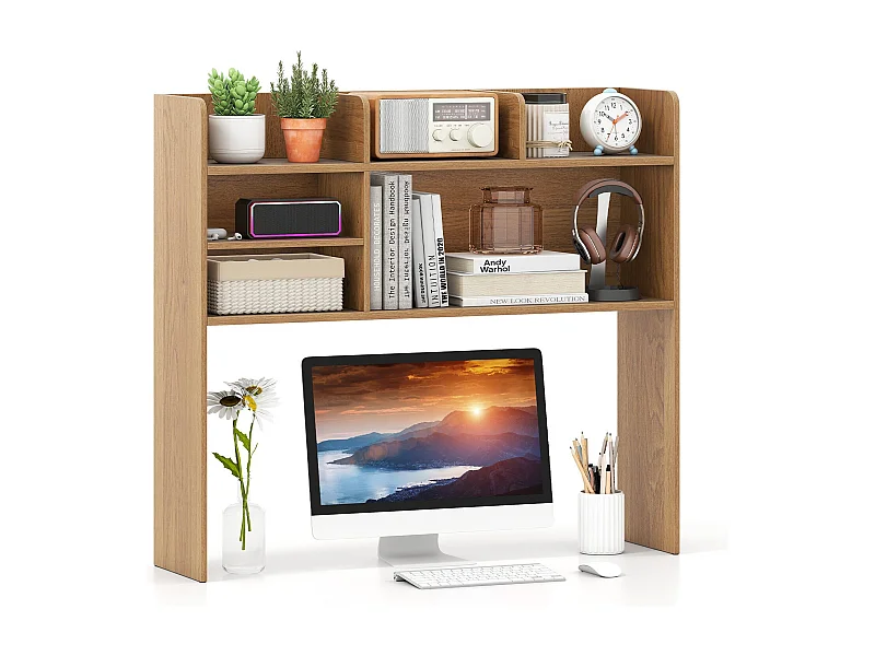 Étagère de Bureau Meuble de Rangement avec 6 Étagères Organisateur de Bureau à 3 Niveaux pour Ordinateur 94 x 24 x 85 cm Naturel