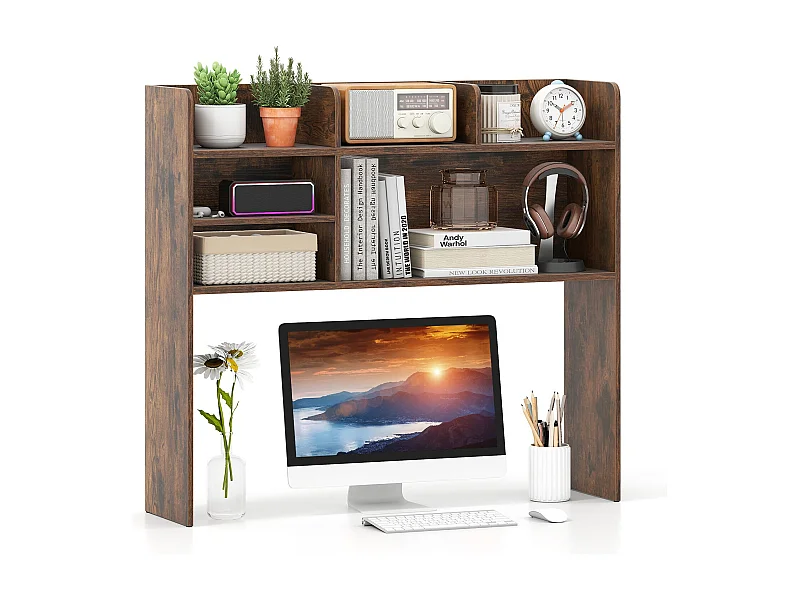Étagère de Bureau Meuble de Rangement avec 6 Étagères Organisateur de Bureau à 3 Niveaux pour Ordinateur 94 x 24 x 85 cm Brun Rustique