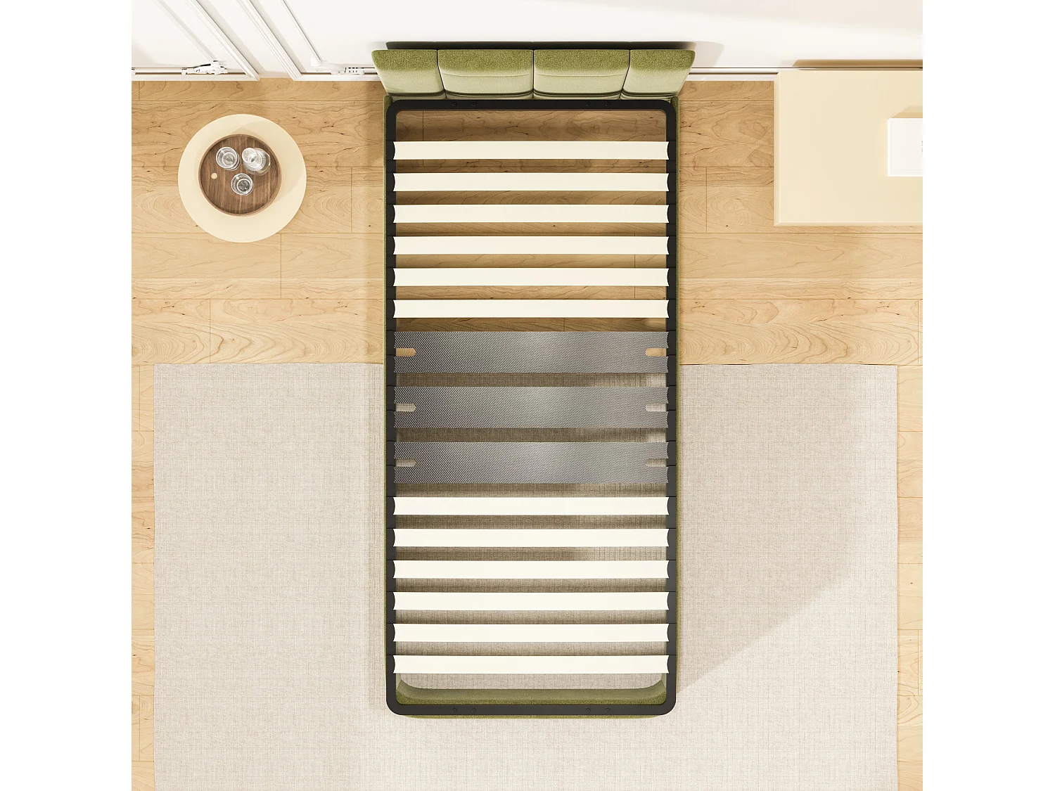 Cadre lattes 90x190 cm, 1x15 Lattes Peuplier Naturel