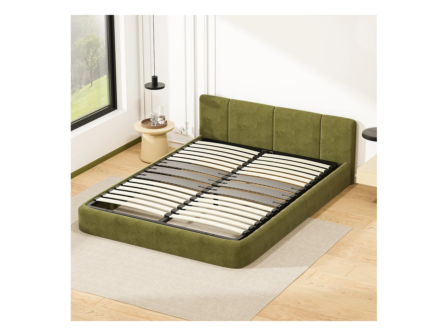 Cadre lattes 140x200 cm, 2x15 Lattes Peuplier Naturel