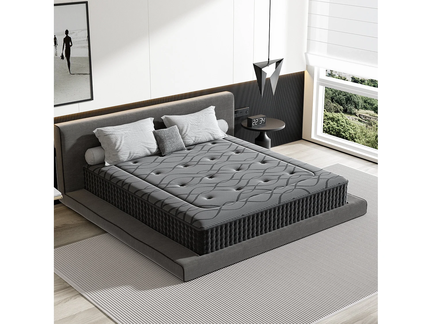 Matelas Ressorts 140x200 cm de Forme en Mousse et Ressorts, 30 cm Épaisseur