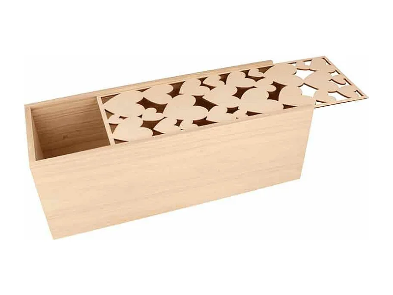 Boîte de rangement avec couvercle coeurs - 33 x 12 x 12 cm