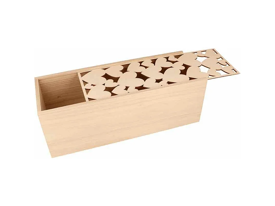 Boîte de rangement avec couvercle coeurs - 33 x 12 x 12 cm