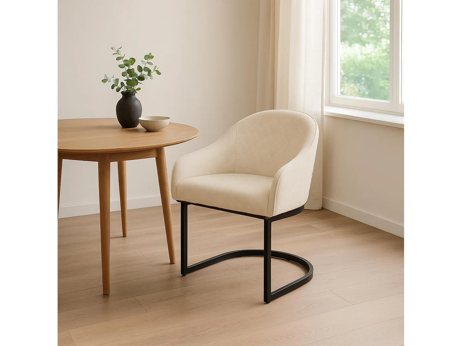 chaise salle à manger - Velours - Crème - Jarik