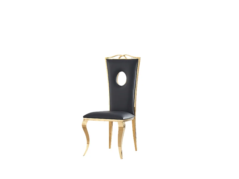Lot de 4 Chaises Baroque ROYAL Gold Simili Noir