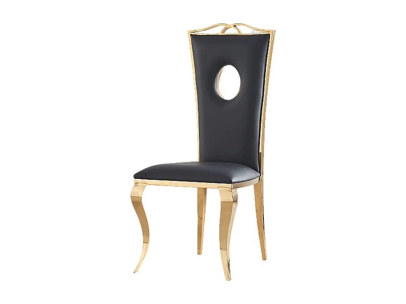 Lot de 4 Chaises Baroque ROYAL Gold Simili Noir