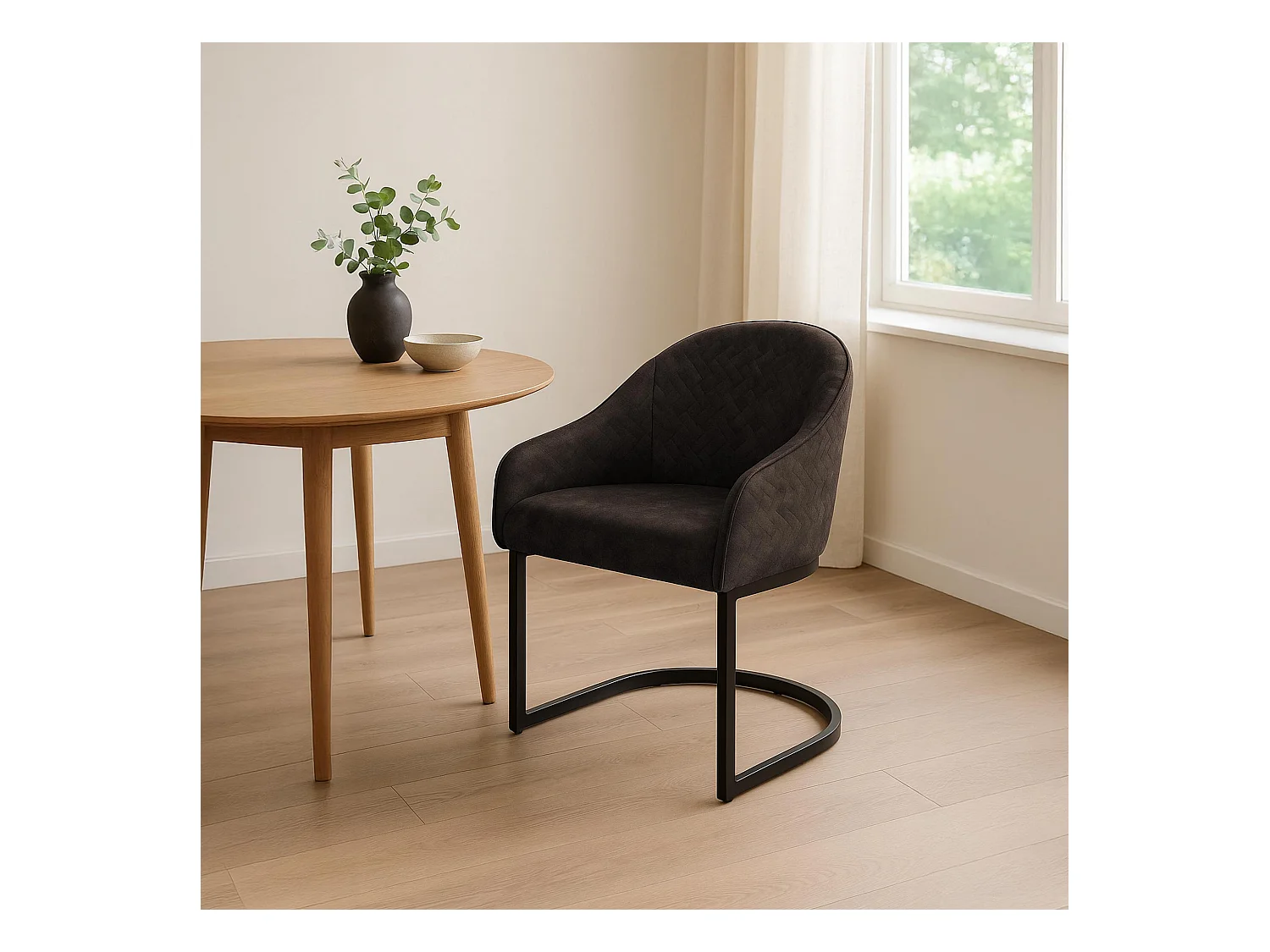 chaise salle à manger - Velours - Marron foncé - Jarik