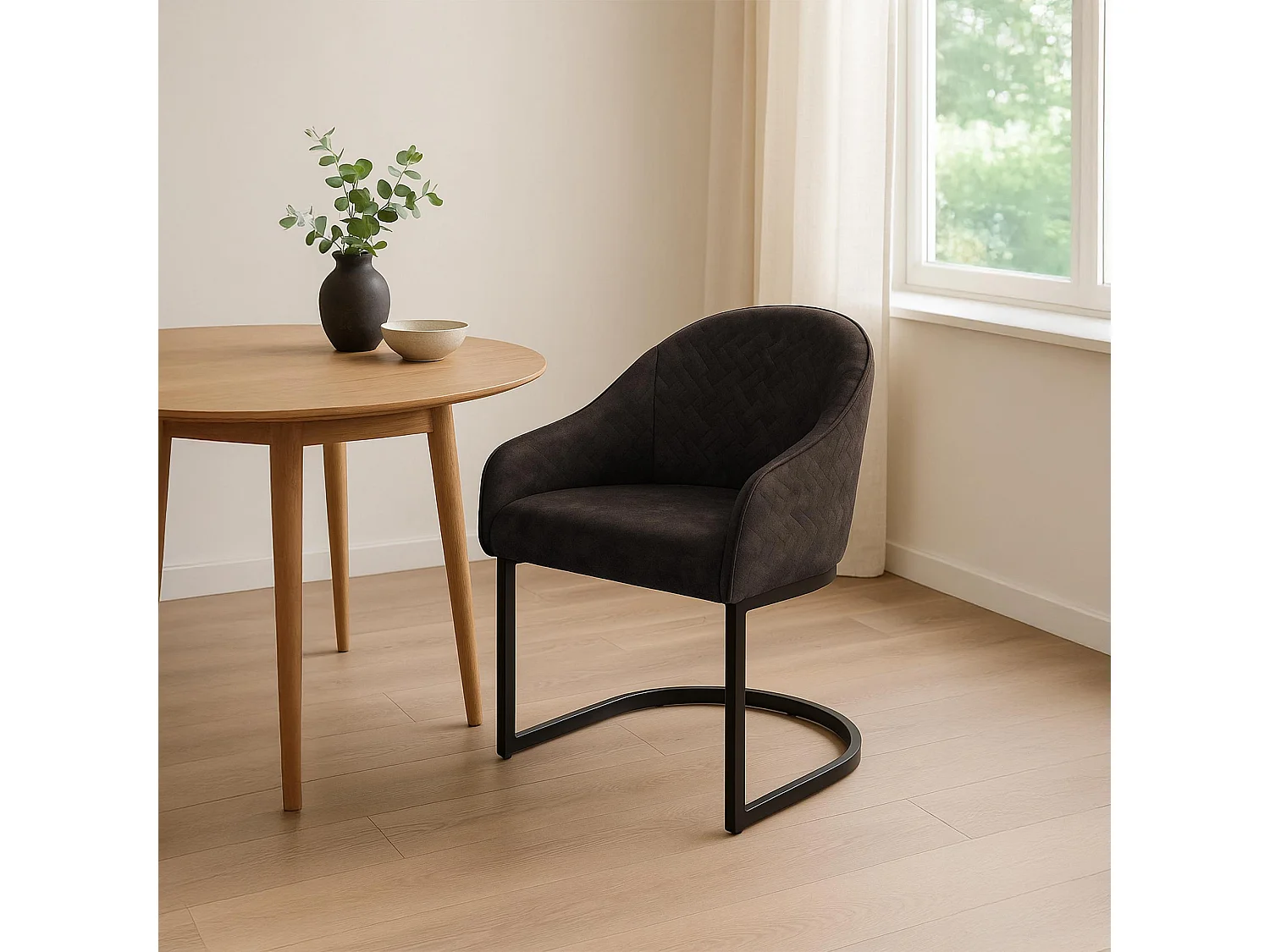 chaise salle à manger - Velours - Marron foncé - Jarik