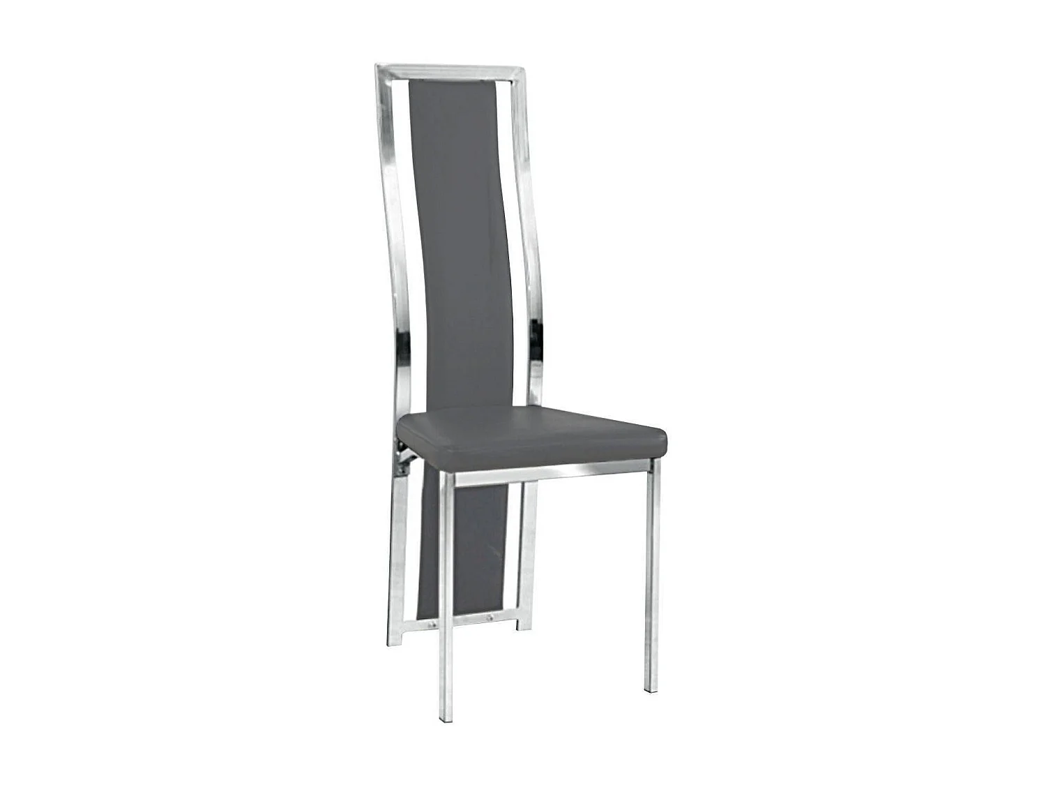 Lot de 6 chaises Dana simili cuir  Gris contour chromé