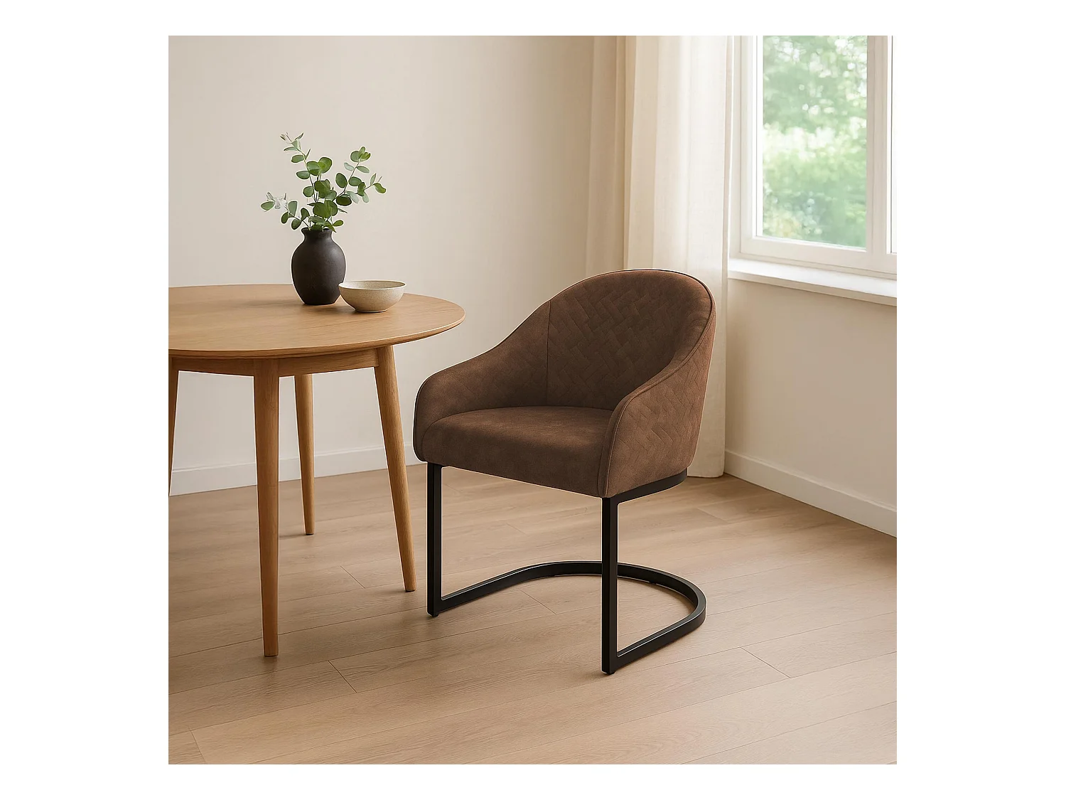 chaise salle à manger - Velours - Café - Jarik